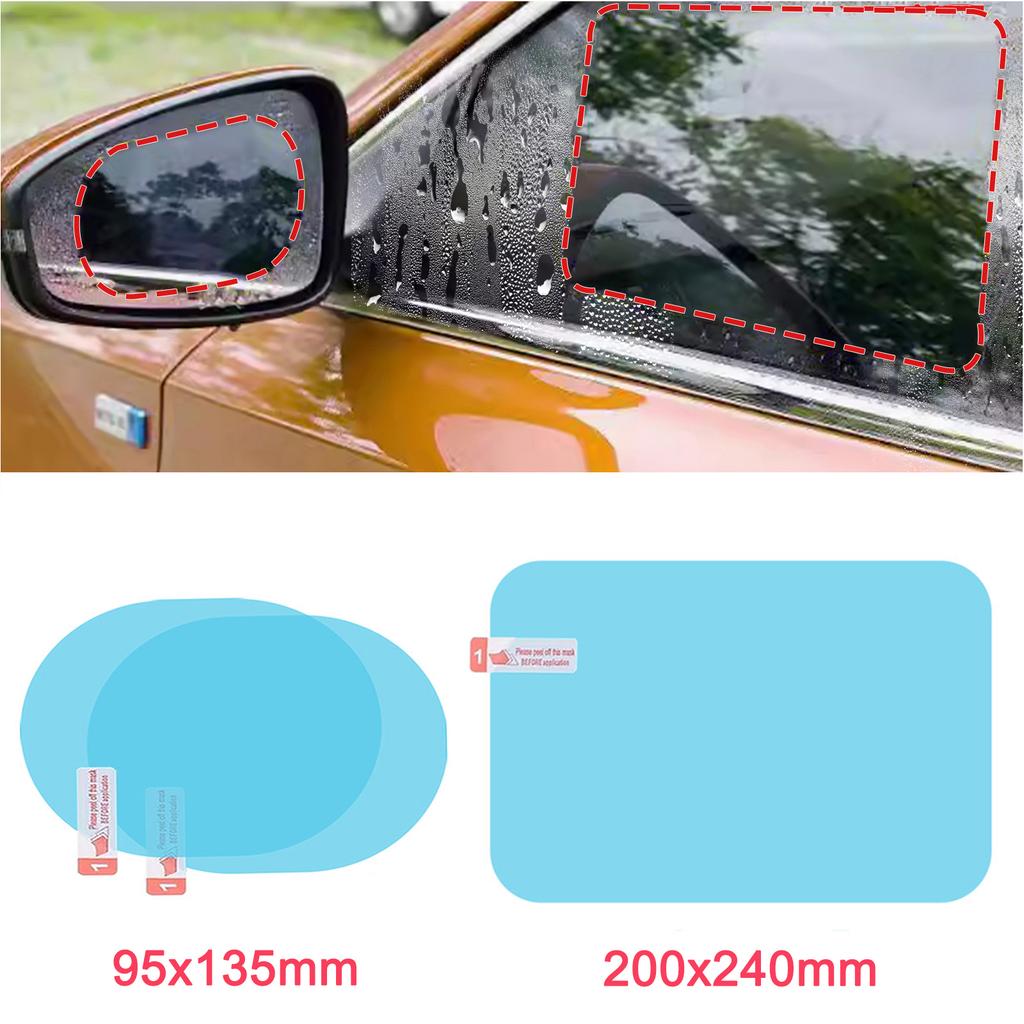 Car side rearview mirror PET+nano waterproof and anti fog film rainproof sticker with clear vision in rainy days universal set