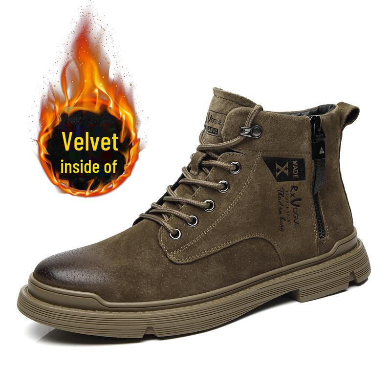 

Мужские зимние высокие ботинки из свиной кожи в стиле «Мартин» с теплой бархатной подкладкой 41