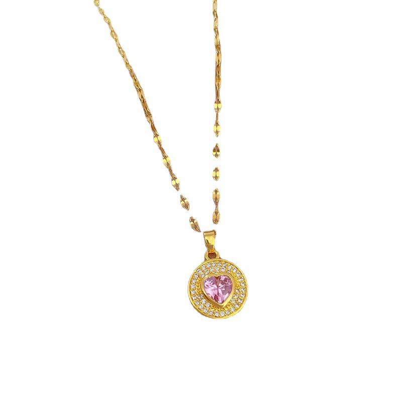 Titanium Steel Light Luxury Full Diamond Love Zircon Light Luxury Design Versatile Korean Style Niche Design Live Necklace