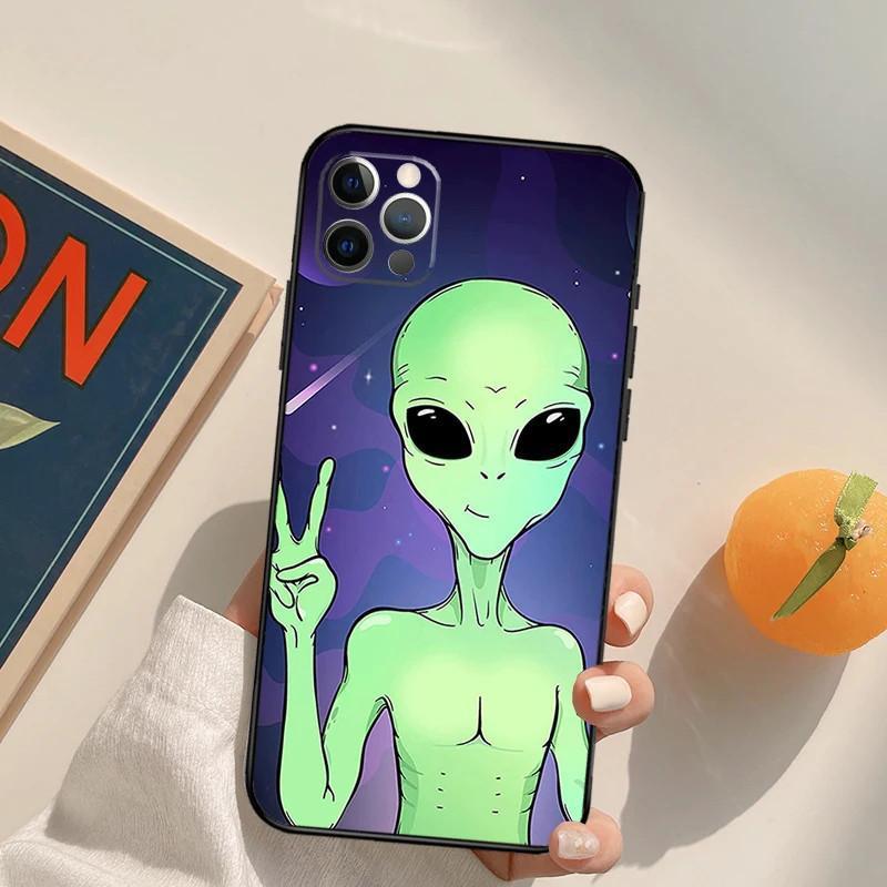 Applicable to iPhone12 Mini mobile phone case aesthetics, cartoon, alien, space mobile phone case sent on behalf of