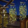 Solar Powered Outdoor Hanging Willow Leaf Light Decoration with Multiple LED Bulbs for Garden Patio Porch Yard Use Waterproof Design