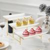 3 Tier Rectangular Serving Platter Stand Set Porcelain Fruit Dessert Display Tray for Home Party Wedding Cupcake Display Stand
