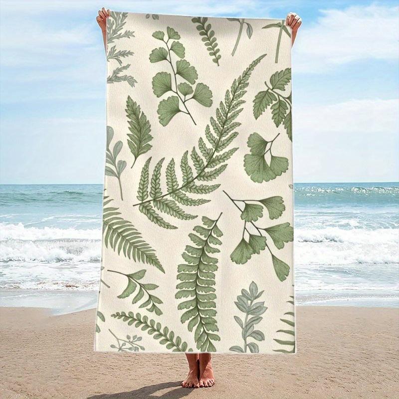 Botanical Leaf Beach Towel: Embrace The Fresh Green Design, Soft Comfort, And Nature Vibes For Your Relaxing Days