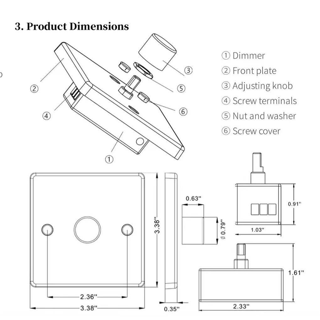 ABS Knob Switch - Lighting Atmosphere With Ergonomic Dimmer Can Be Used With 12-24V Lights Support Dimming