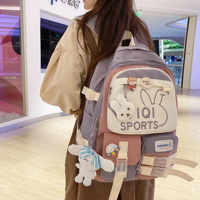 2025 Student Casual Color Block Backpack - Autumn/Winter Japanese Niche Design