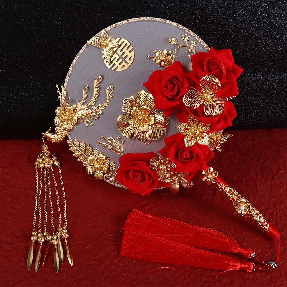 Prop Chinese Wedding Vintage Wedding Decorative Decor Craft Fan Bouquet Photography Ornaments