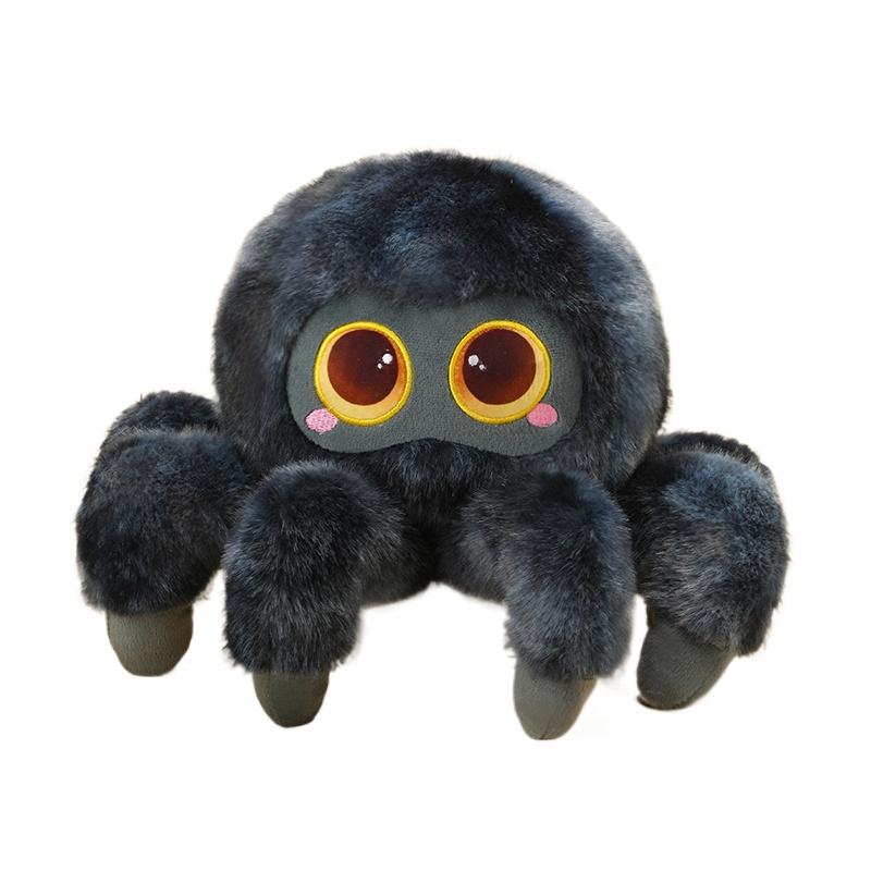 Halloween Big Eyes Spider Plush Toy Stuffed Black Itsy Bitsy Spiders Plushie Trick Dolls for Boy Birthday Gift