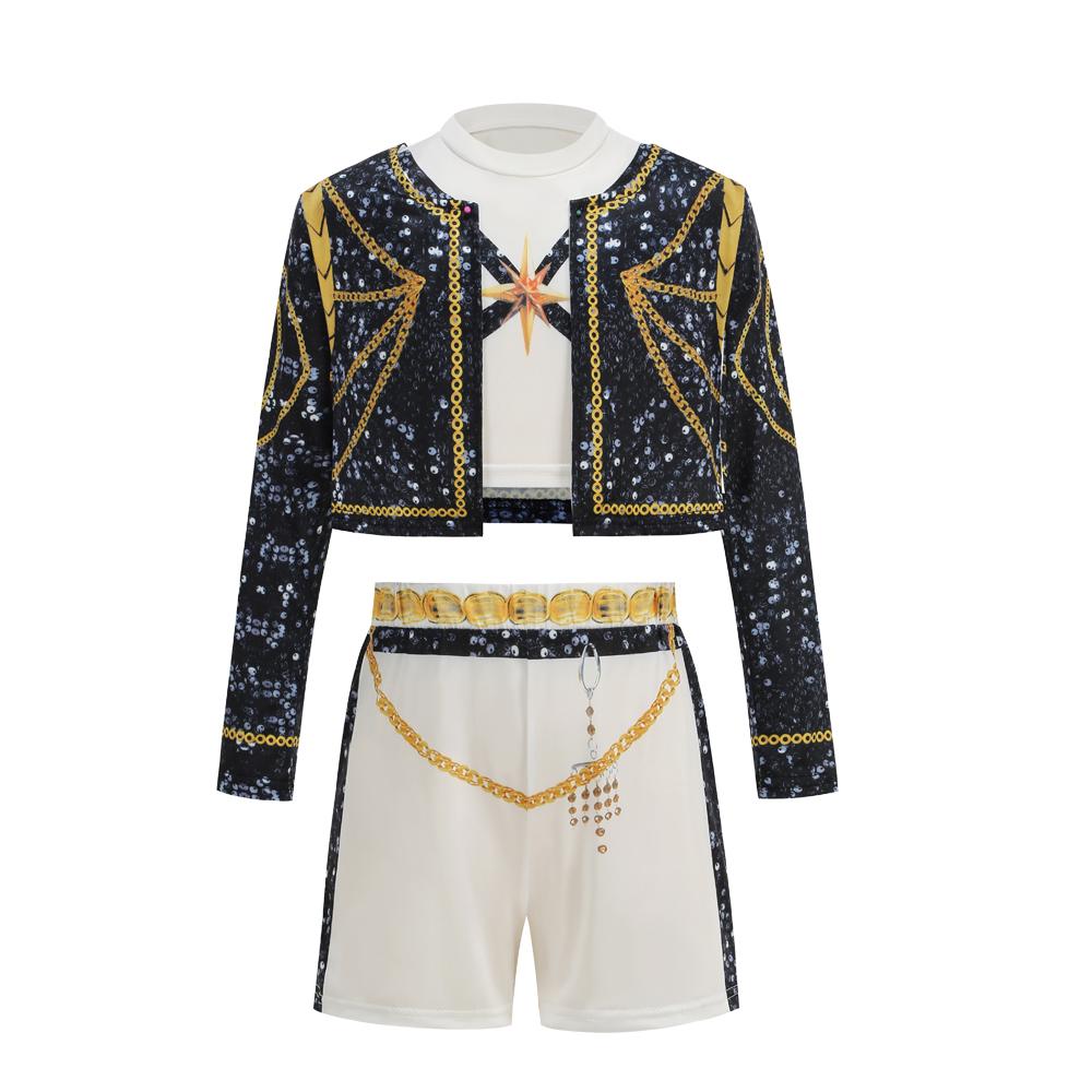3 PCS Set Coat+Vest+Shorts Girl Cosplay Singer Clothes Performance Dress Up Uniform Children Party Show Costumes