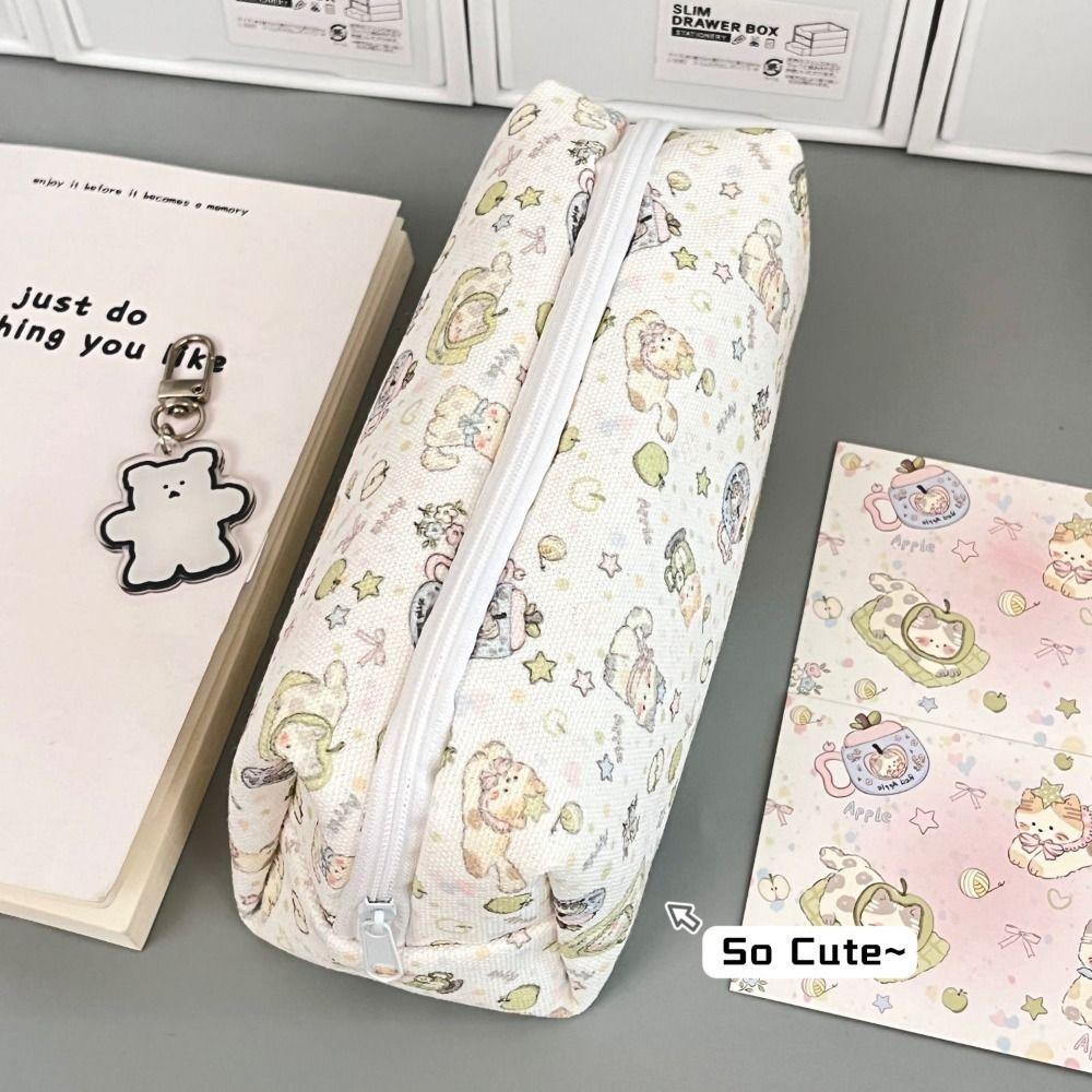 Canvas Pen Bag Cat Printted Patterns Stationery Bag Multi-Purpose Pencil Box  School Office