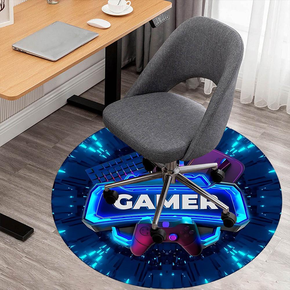 1pc Gamer Round Chair mat Area Rug - Non-Slip, Floor Mat for Office, Bedroom, and Indoor Decor c1125619