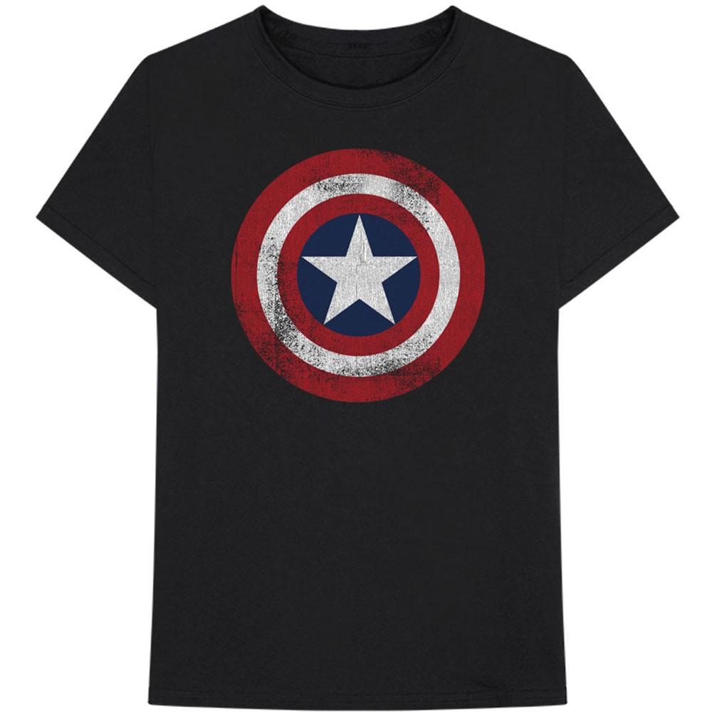 Men s Marvel Comics Captain America Distressed Shield T-shirt X-Large Black S