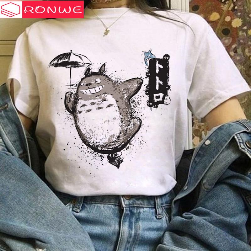 Totoro Studio Ghibli Harajuku Kawaii T Shirt Women Ullzang Miyazaki Hayao Tshirt Funny Cartoon T Shirt 3XL