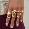 DIEZI One Set Fashion Hollow Geometric Knuckle Rings For Women Bohemian Vintage Gold Silver Color Open Joint Ring Jewelry
