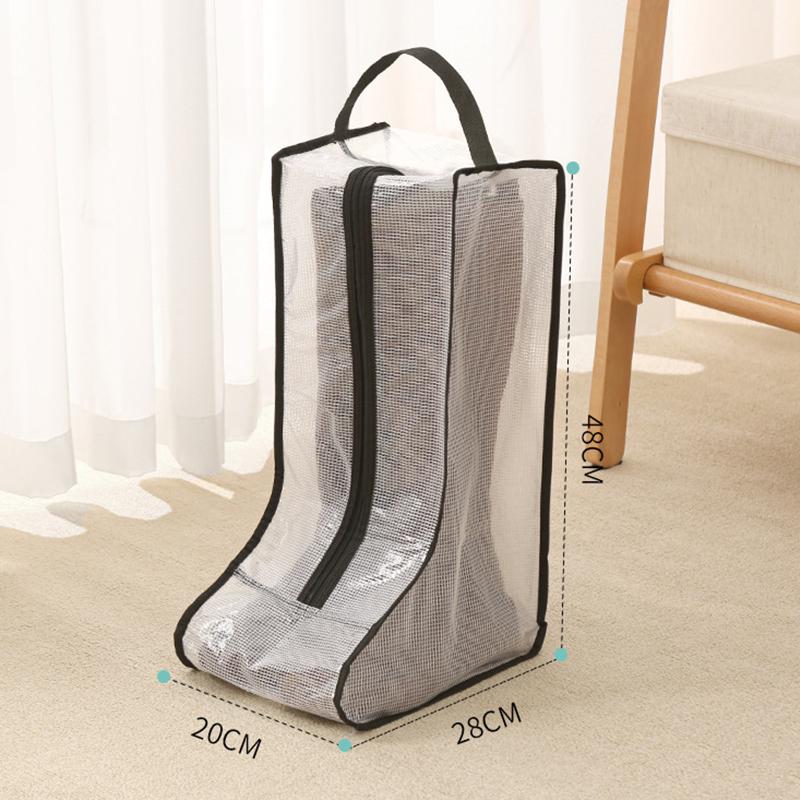 Boots Storage Bag Transparent PVC Mesh Zipper Closure Dustproof Moistureproof Protection Holder Bag for Women's Long Boots