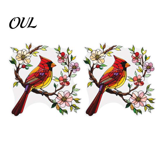 Bird Lover Ornament 1/2Pcs Acrylic Red Hanging Decoration, Standing on Flower Wall Branch Ornament, Indoor Outdoor Window Decor Decorative Pendant