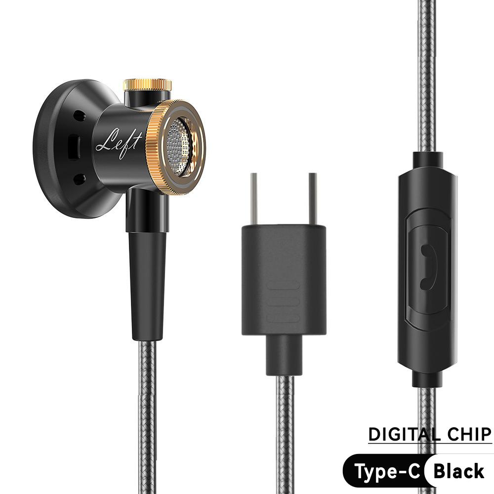 D08 Metal HiFi 3.5mm/Type-C In Ear Wired Earphone Flat Head Headsets With Mic Clear Sound Bass Headphones For Sports Music Gamer