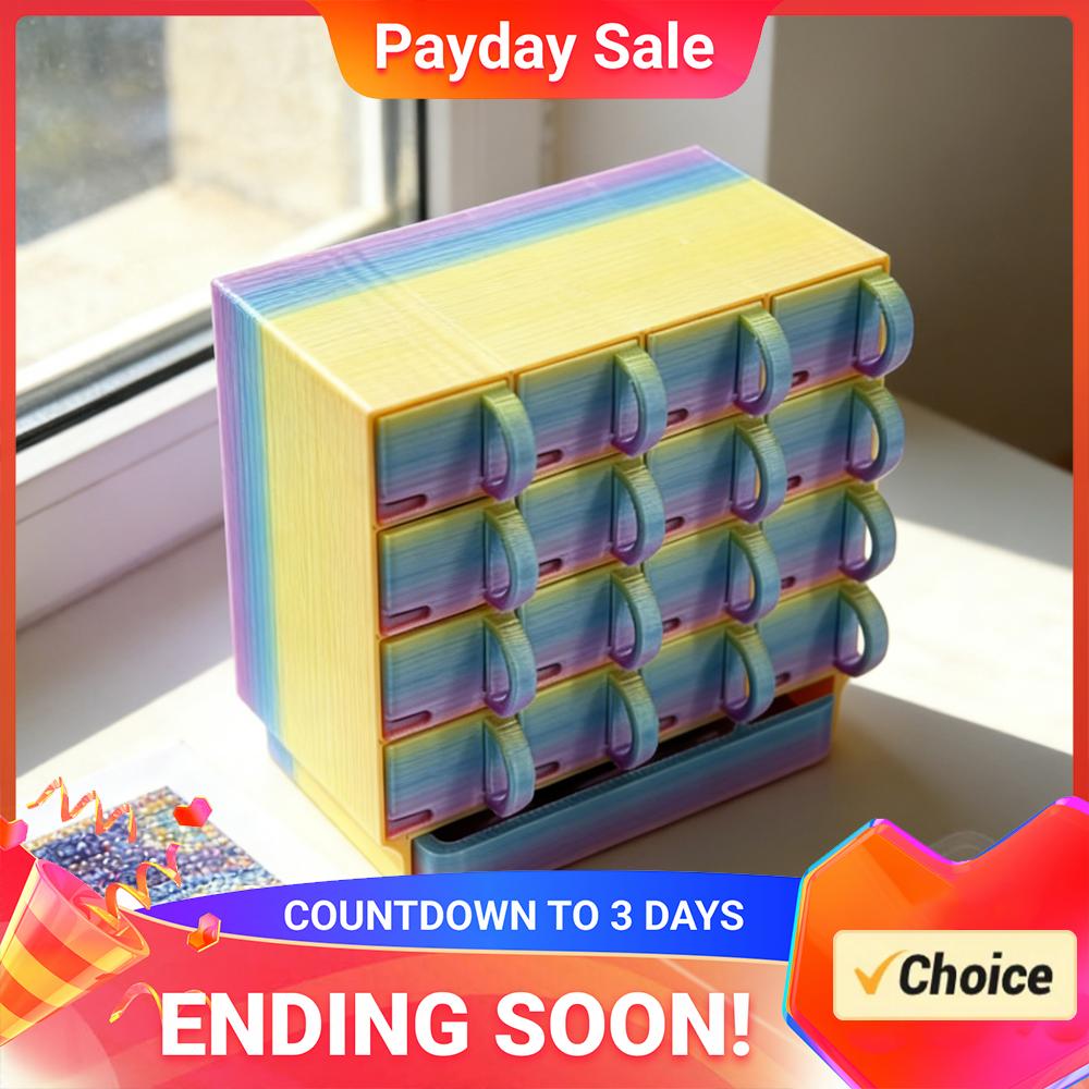 16 Grid Diamond Painting Storage Containers with Trays Drilling Disc Rack Large Capacity for DIY Crafts Rhinestones Sorting Tray