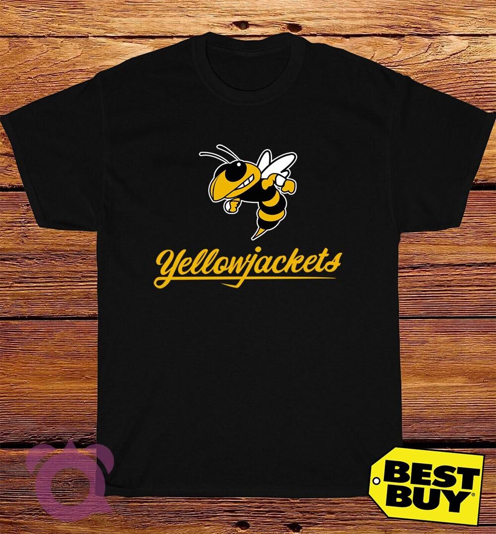 Black/Gray/Navy/White Yellowjackets Logo T-Shirt Made In USA Size S to 5XL M