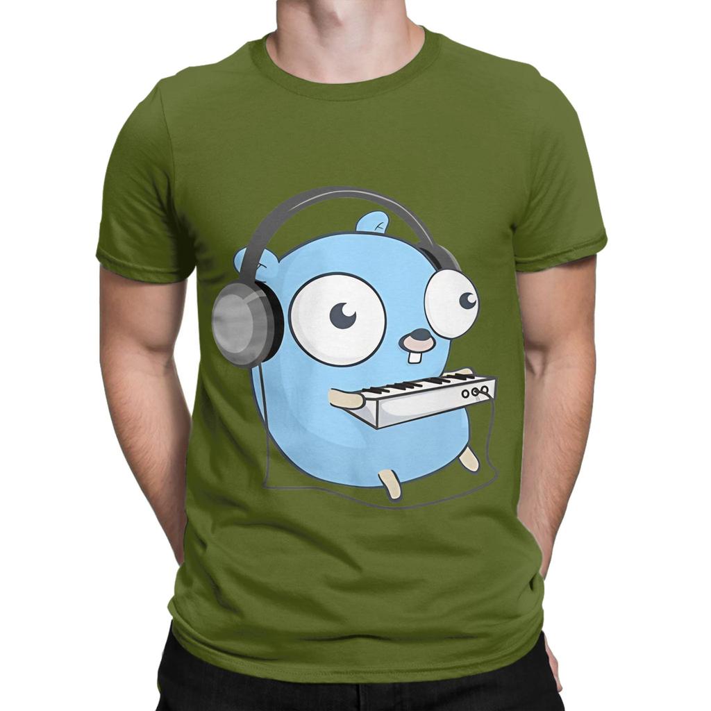 The Golang Mascot Music Black Edition Graphic 100 Cotton TShirt gopher Tees Tops For Unisex