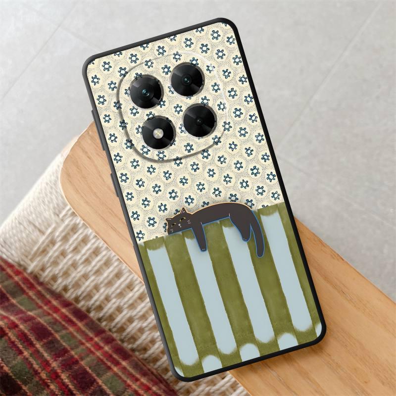 Cartoon Grid Cat Funda Phone Cover Case for Xiaomi Redmi Note 13 Pro Plus 14 7 8 12 Pro 9 10 11 11s 12s 10S 9S