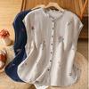 Women's Linen Sleeveless Shirt Summer Blouse Casual and Versatile Cotton and Linen Vest All-match Top for Women
