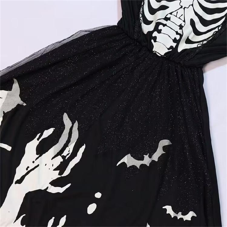 Girls Glow In The Dark Skeleton Ghosty Witch Costume Cosplay Halloween Costume Ghostly Skeleton Dress Witch Hat Gift