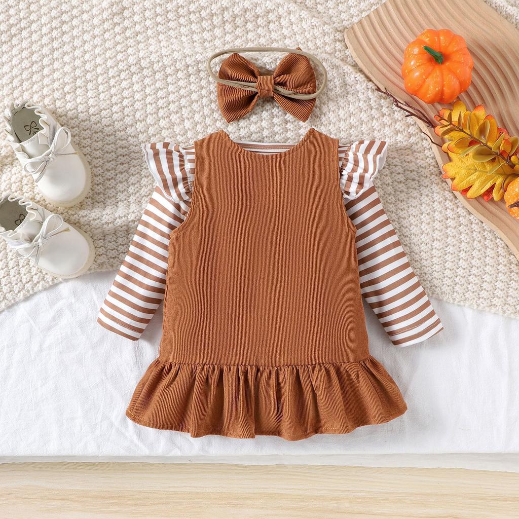 Infant Toddler Long-Sleeve Romper & Skirt Set