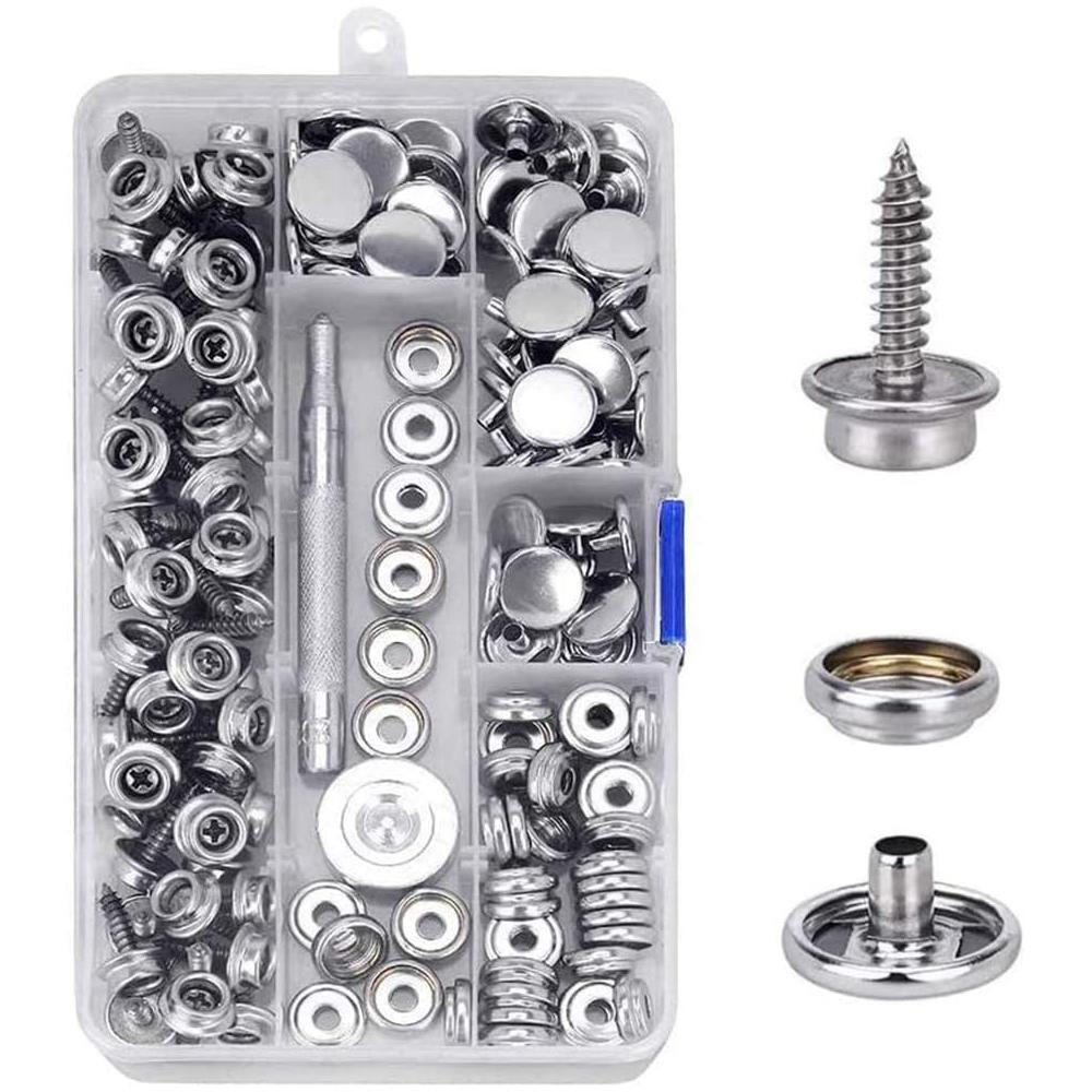 150Pcs/Set Snap Fastener Button Screw Studs Kit for Boat Cover Tent Marine Grade Snap Fastener Stainless Steel Snap Buttons