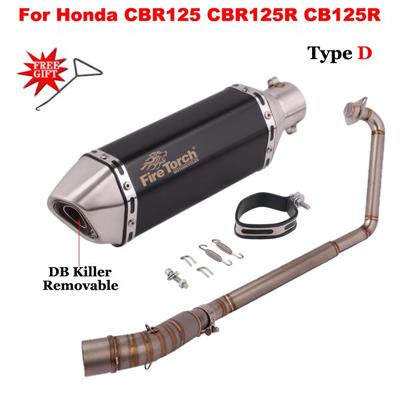 Slip On For Honda CBR125 CBR125R CB125R CBR 125 Motorcycle Exhaust System Front Link Pipe Muffler Escape Removable DB Killer