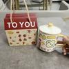Guochao Mug With Lid Gift Box Ceramic Cup Large Capacity Imitation Enamel Drinking Water Coffee Cup Office Woman