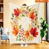 1pc Suitable for All-Season Maple Leaf & Berry Wreath Blanket - Soft Flannel Bedspread/Throw, Machine Washable Multicolor Bedspread with Berry Wreath 