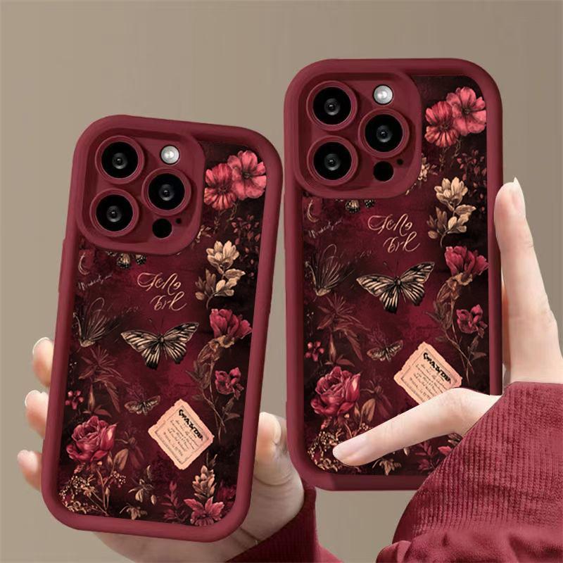 Vintage Botanical Butterfly & Floral Phone Case for iPhone 17 16 15 14 13 12 11 Pro Max XS XR 7 8 Plus SE2 16E 17 Air Soft Cover