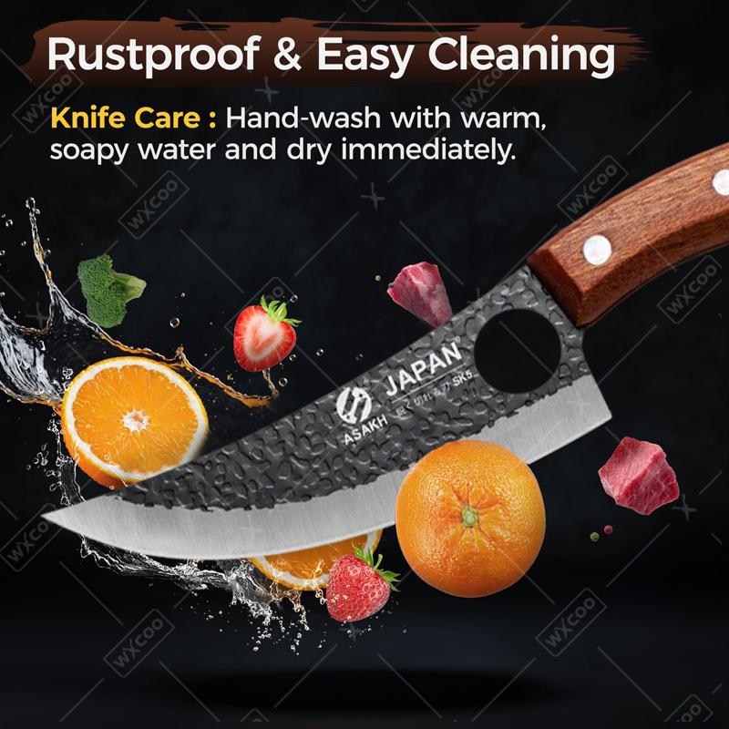Stainless Steel Boning Knife Kitchen Skinning Butcher Knife Meat Cleaver Fruit Paring Hand-Forged Kitchen Knife Wooden Handle