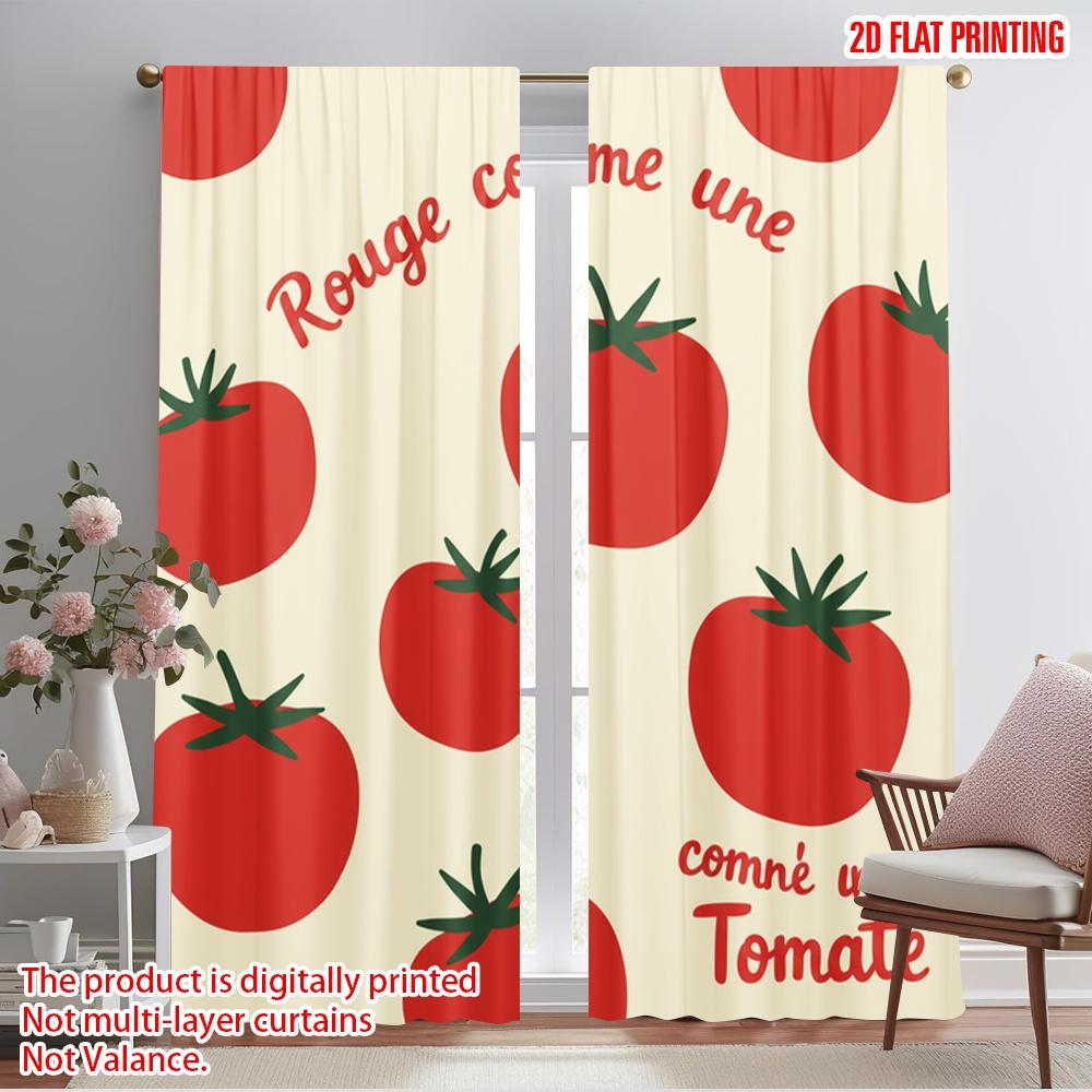 

2pcs 2D flat printing Drapes Red Tomatoes Nature 100% Polyester Without Electricity Party Decorations for Entryway Room Parties 52.50×116.00 CM 2pcs