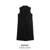Autumn 2024 Women's Black Sleeveless Round Neck Vest - European & American Style