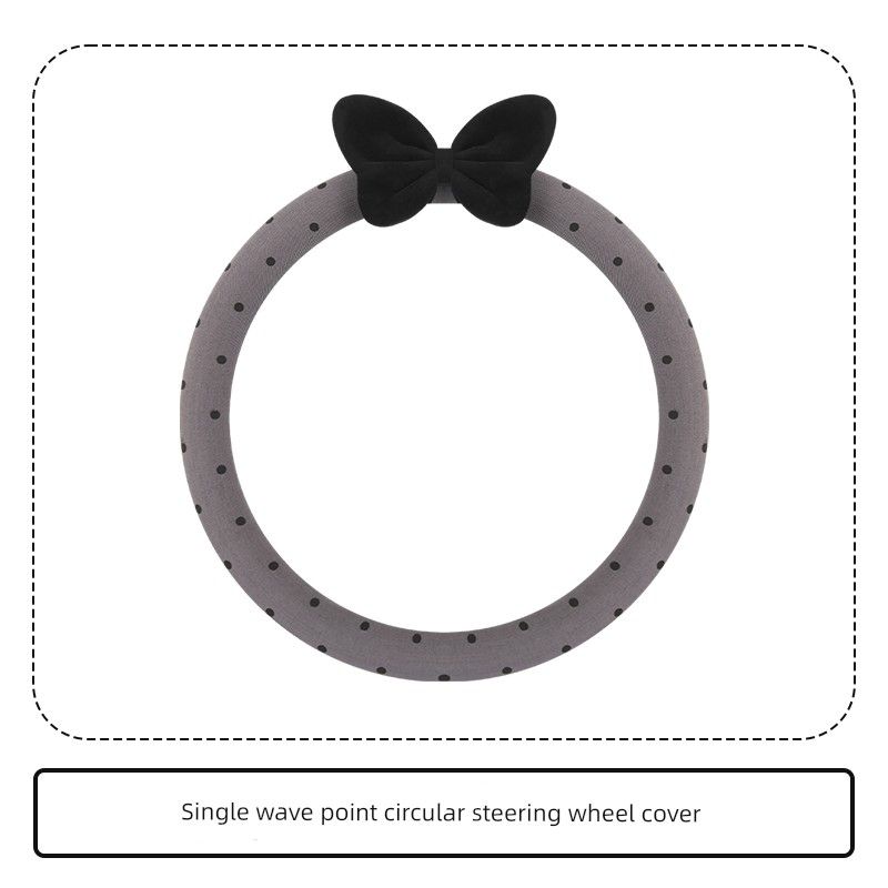 2025 New Four Seasons Bow Car Steering Wheel Cover Wave Point [Round]