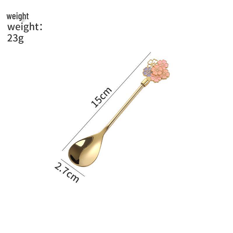Cherry Blossom Long Handle Stainless Steel Stirring Spoon