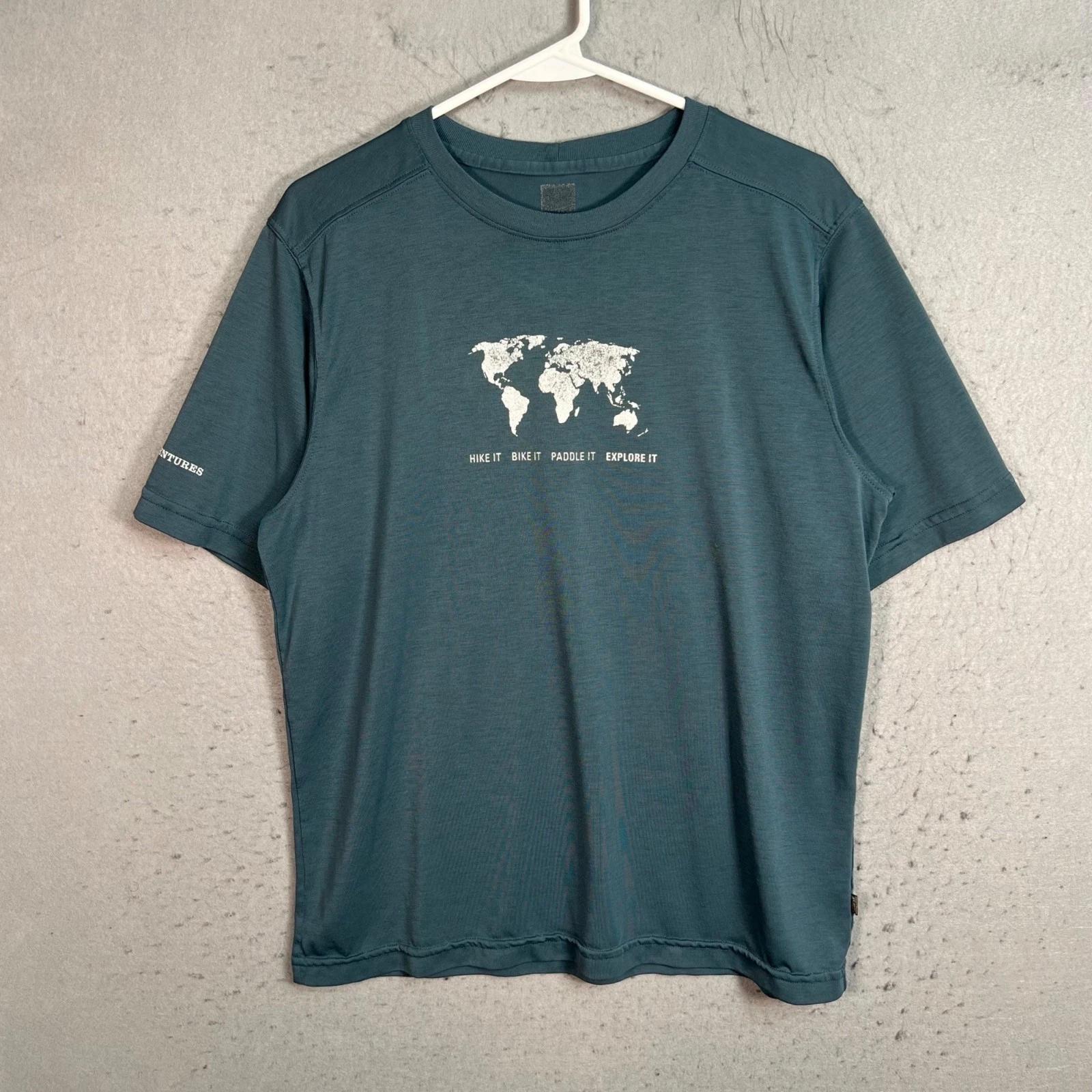 REI Adventures Teal Graphic T Shirt Mens Size Medium Outdoors Hiking S