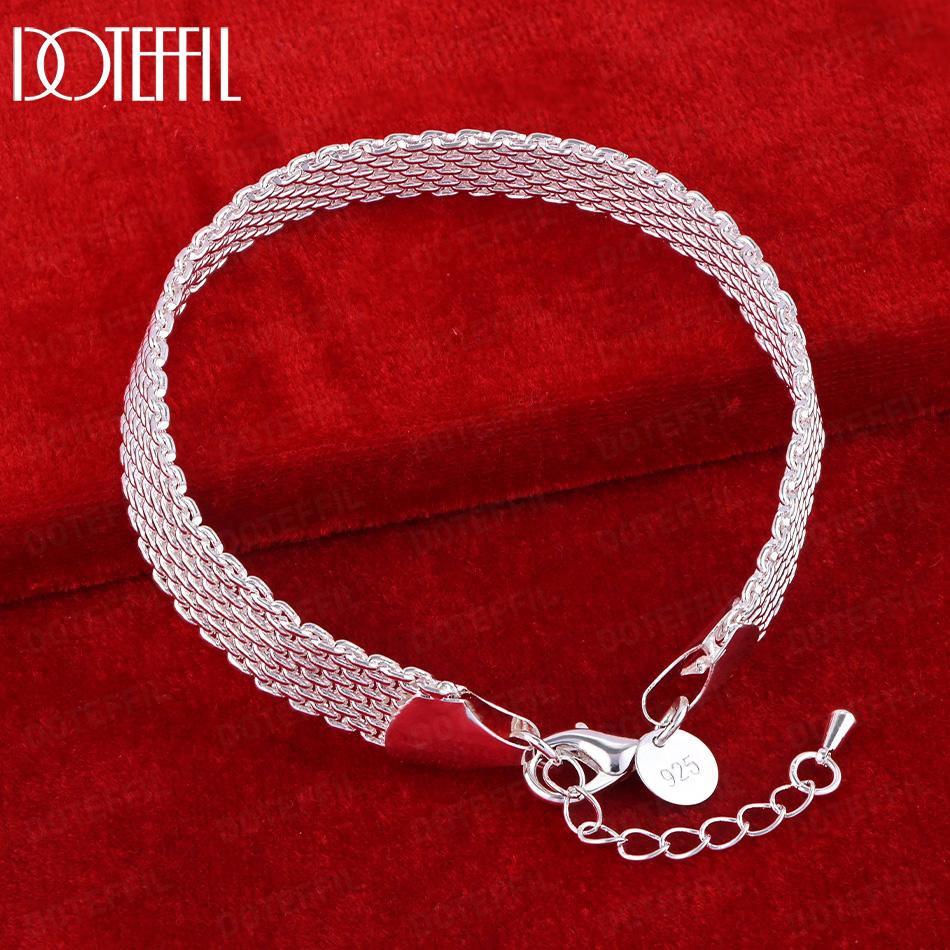925 Sterling Silver 10mm Weave Bracelet Gift Wedding Fashion Jewelry