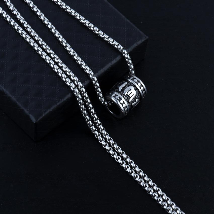 Fashionable Retro Totem Cylinder Artifact Hip Hop Necklace Men's Titanium Steel Accessories