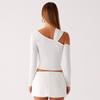 Q25TP244 European Asymmetrical Twisted Slim Fit Long Sleeve Top - Women's Summer & Autumn Collection