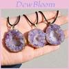 Crystal Necklace With Geometric Design And Amethyst Pendant For Summer Fashion Jewelry