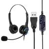USB-kabelgebundenes Computerkopfhörer-Headset Freisprech-Binaural-Kopfhörer mit Mikrofon, Lautstärke- und Stummschalttaste für Büro-Callcenter