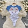 Porno Lingerie Sweet Sheath Bodysuits Female O Neck Short Sleeve Rompers Open Crotch Women Kawaii Sexy Erotic Cute Slim Swimsuits 2026
