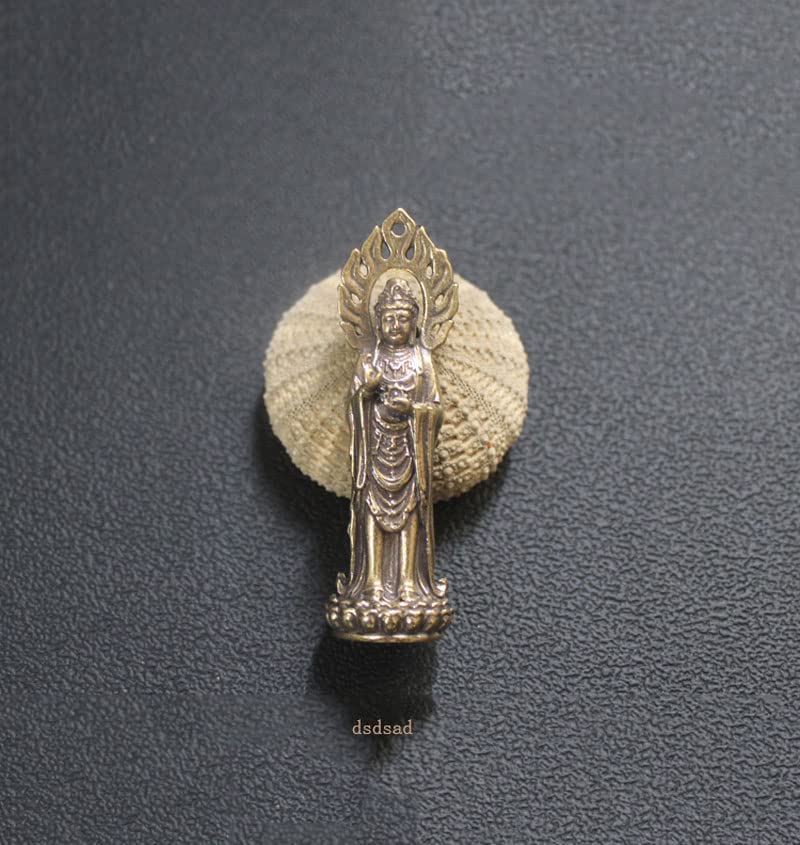 Miniature Buddha Statue, Kannon Bodhisattva, Brass, 6cm Tall, Guardian Deity, Prayer, Protection from Evil