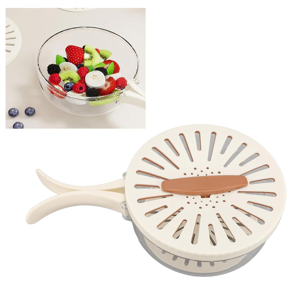 Fruit Vegetable Washing Bowl Thickened Double Layer Multifunctional Draining Bowl with Lid Foldable Handle for Food Storage