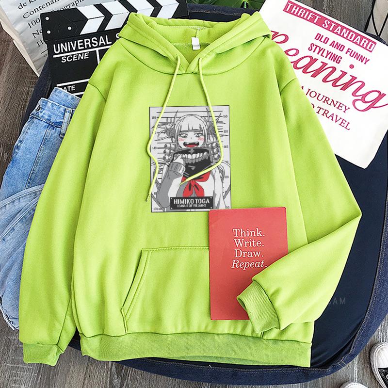 Funny Japan Anime Manga My Hero Academia Himiko Toga Hoodies Sweatshirt Women Men Harajuku Streetwear Winter Patchwork Hoodies
