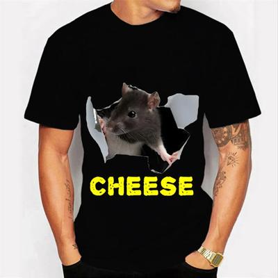 Cheese Rat Print Men's T-shirt Funny Animals Graphic T Shirts Summer Tshirt for Women Men Shirt Oversized Men T-shirt Male Tops