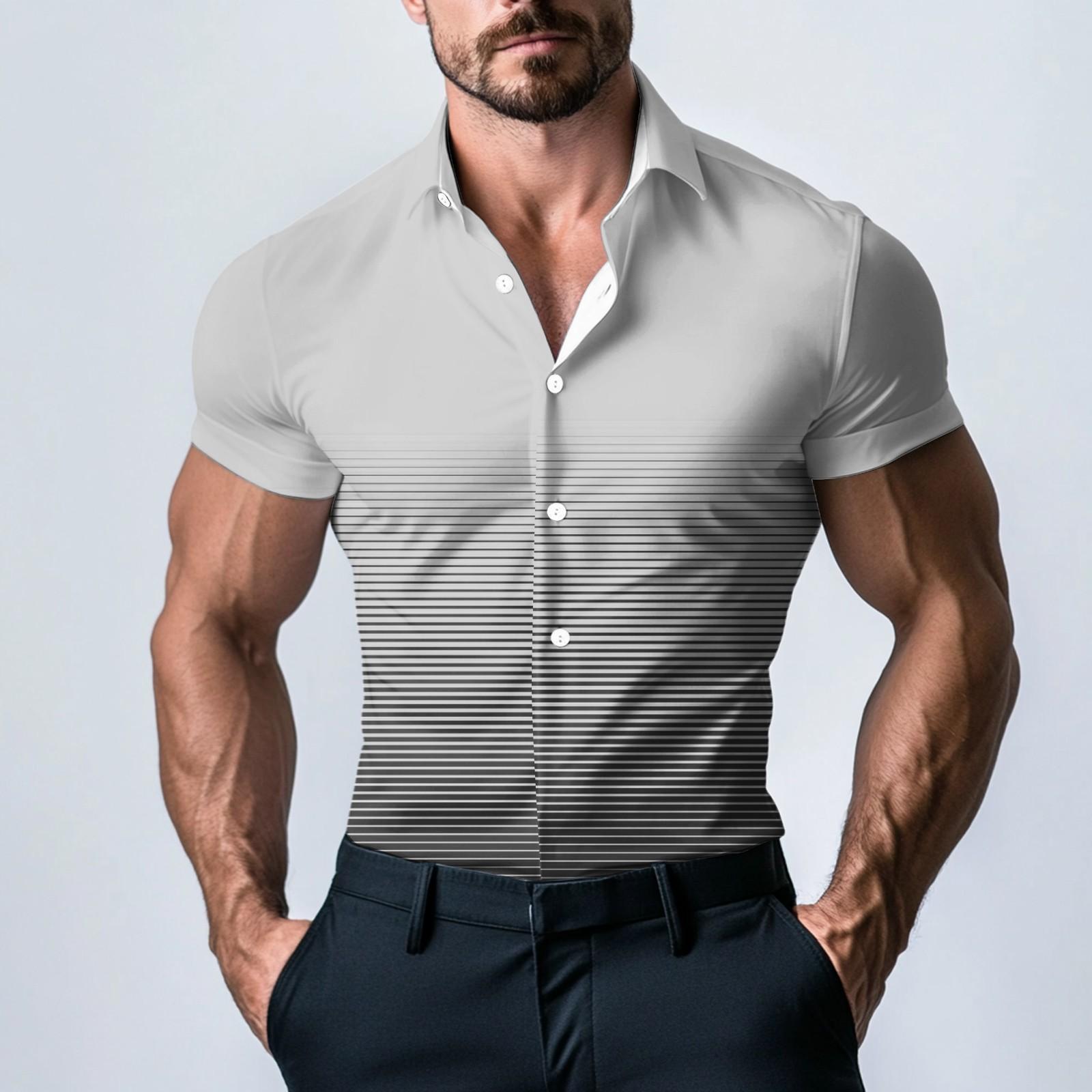 

Чоловіча модна атласна сорочка з короткими рукавами з принтом XL