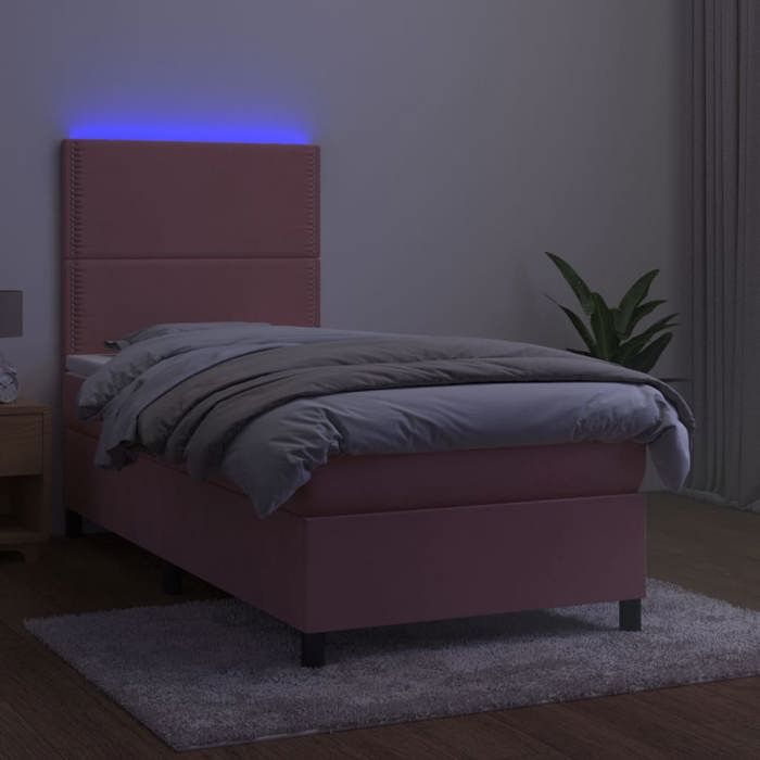 Maison Exclusive - Sommier à lattes de lit avec matelas LED Rose 90x200 cm Velours